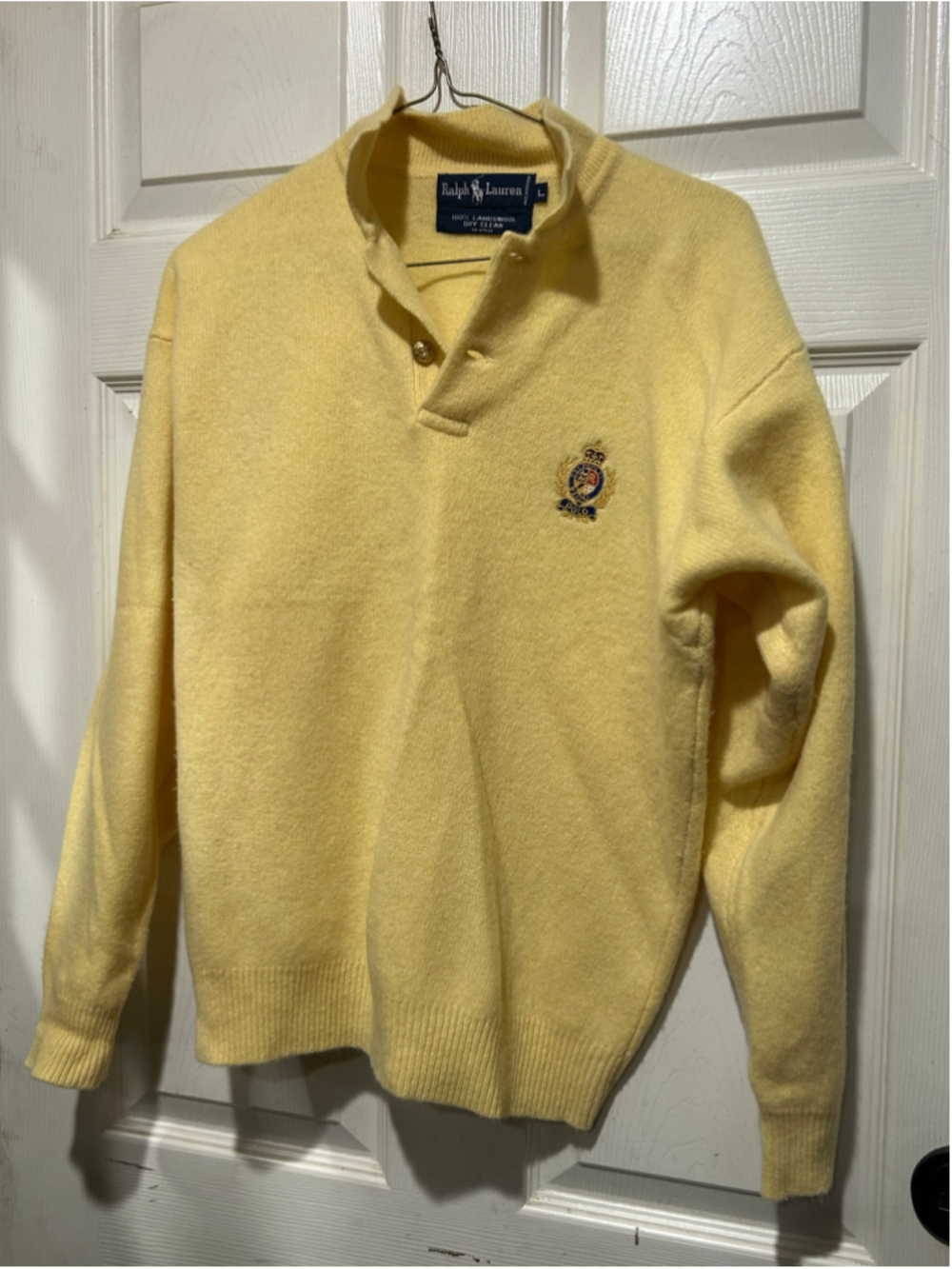 Ralph Lauren Lambswool Quarter-Zip Sweater Yellow Size L